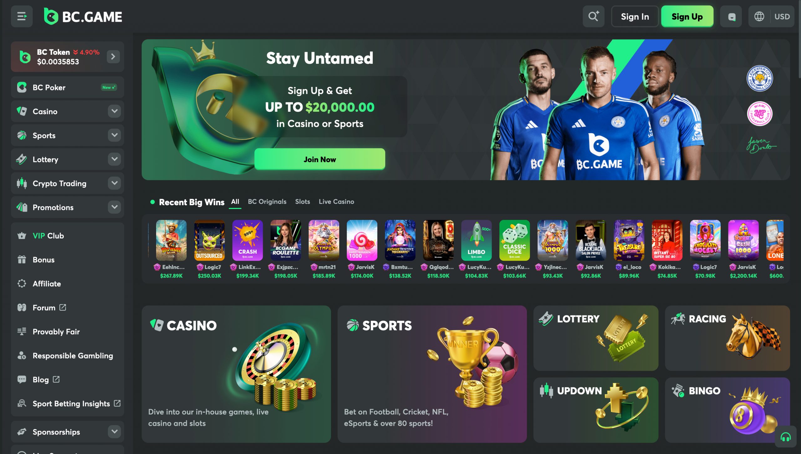 BC.Game Casino Screenshot