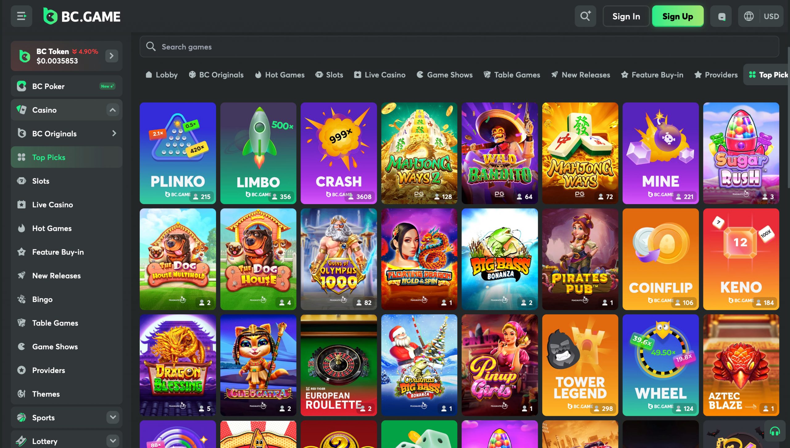 BC.Game Casino Screenshot