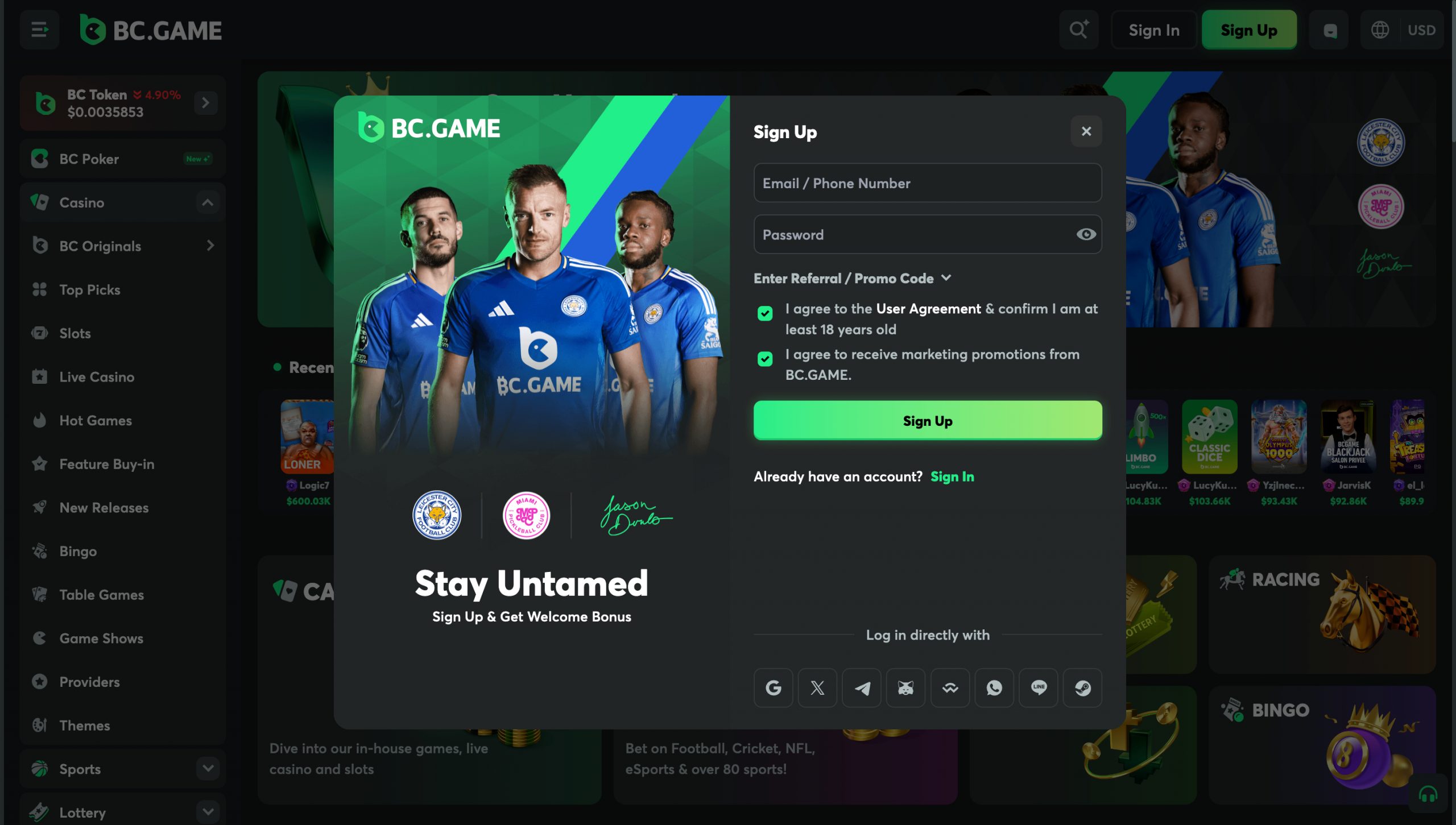 BC.Game Casino Screenshot