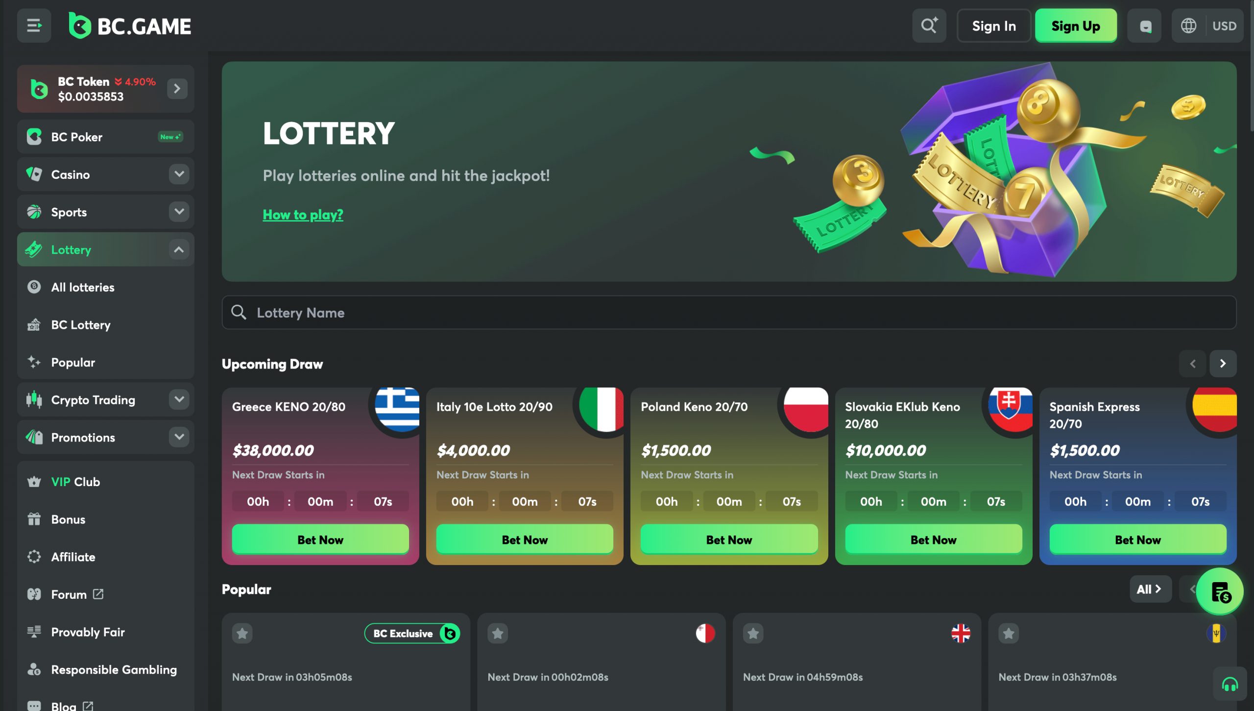 BC.Game Casino Screenshot