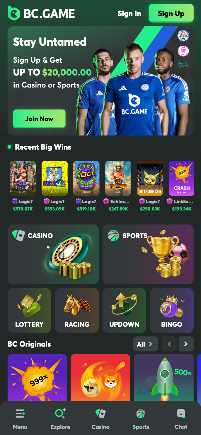 BC.Game Casino Screenshot