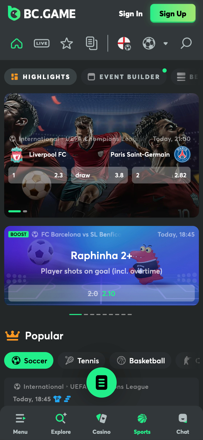 BC.Game Casino Screenshot