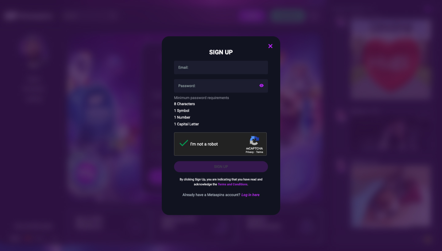 Metaspins Casino Screenshot
