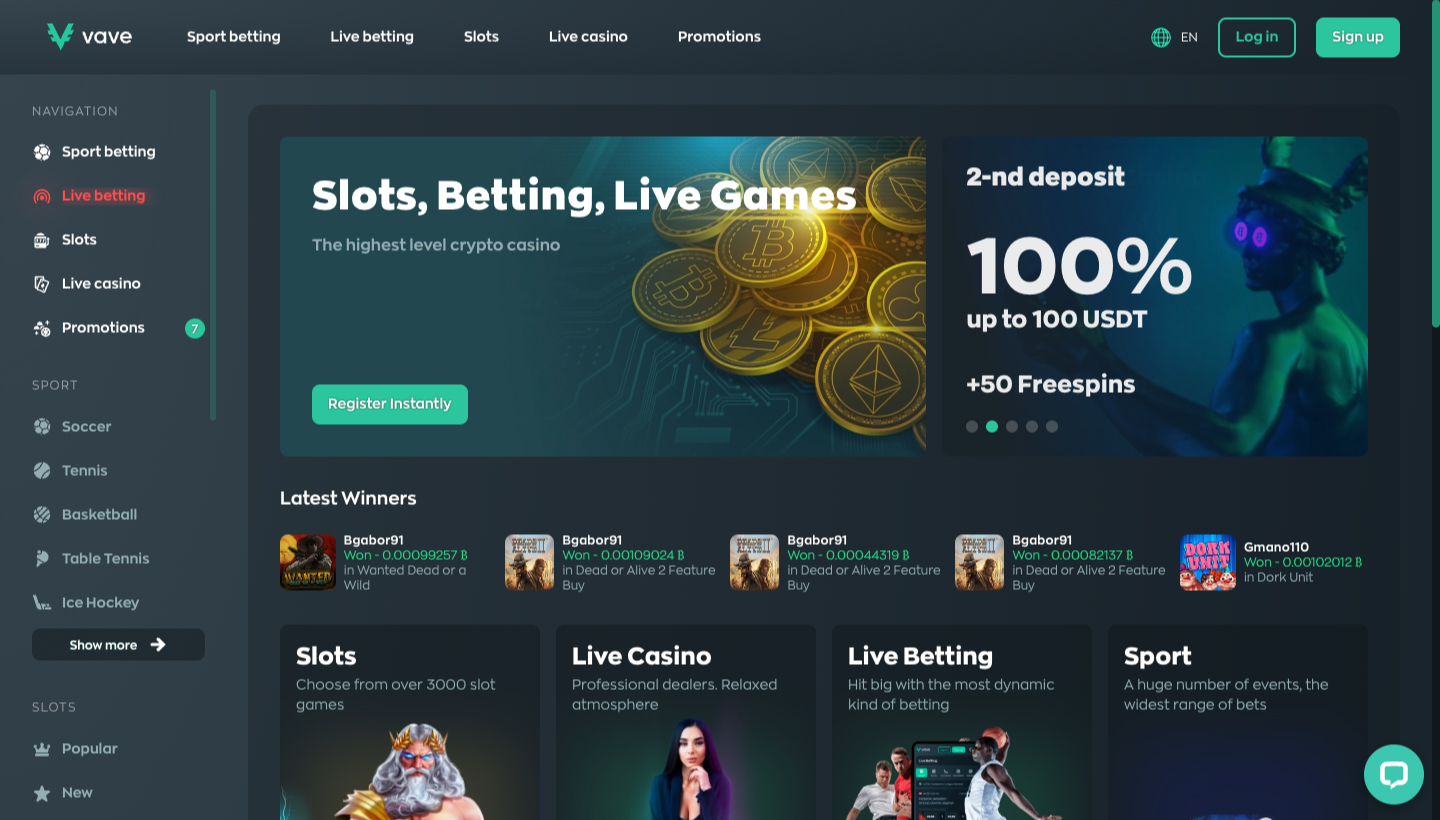 Vave Casino Screenshot