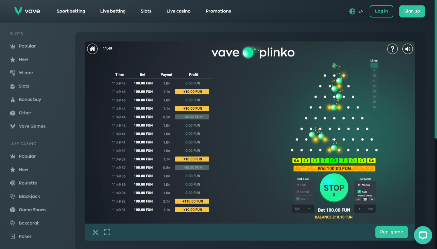 Vave Casino Screenshot