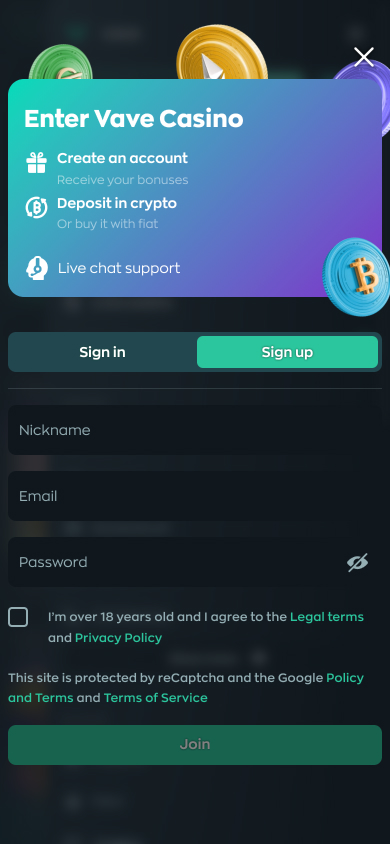 Vave Casino Screenshot