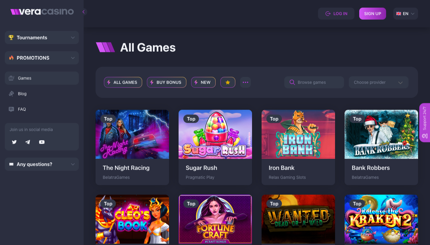 Vera Casino Screenshot