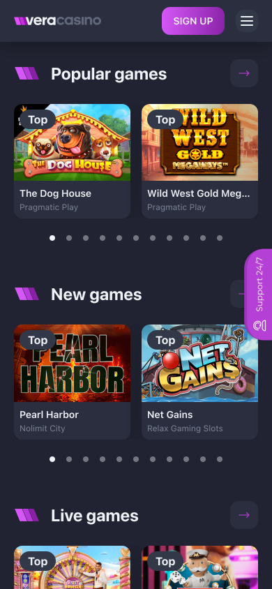 Vera Casino Screenshot