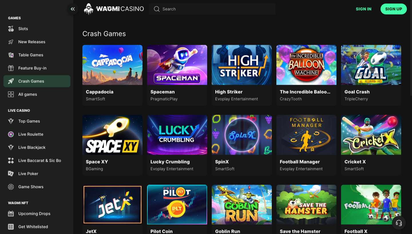 Wagmi Casino Screenshot