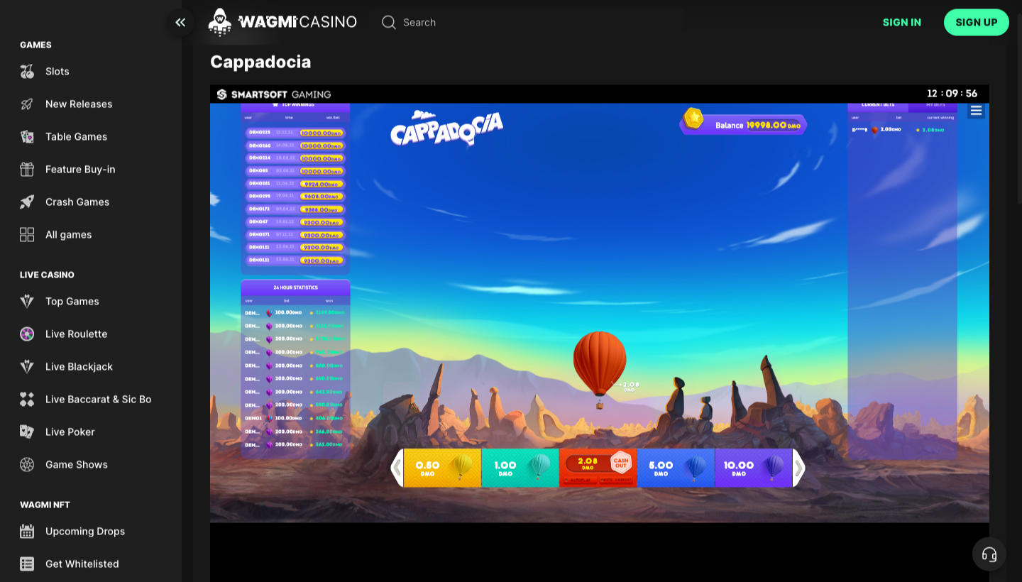 Wagmi Casino Screenshot