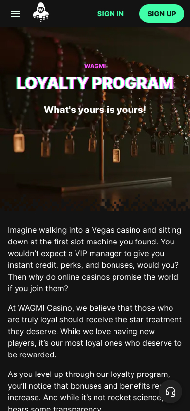 Wagmi Casino Screenshot