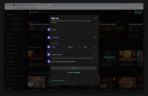 Wagmi Casino's Signup form