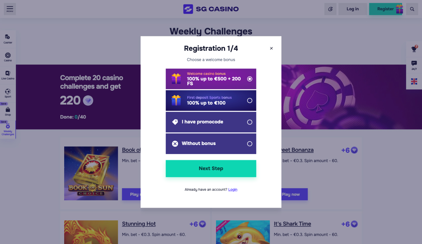 SG Casino Screenshot