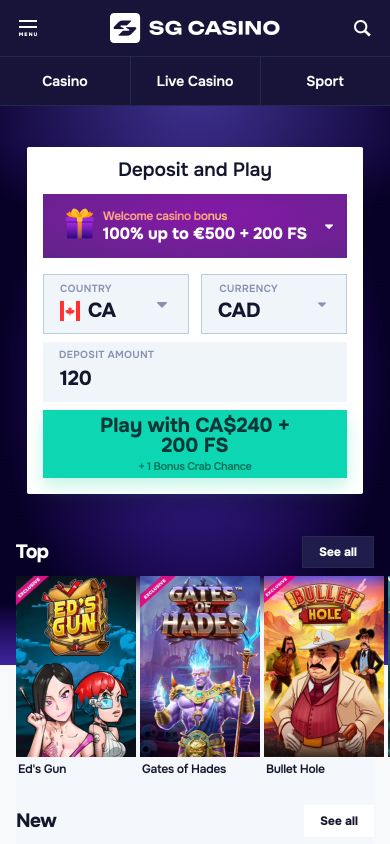 SG Casino Screenshot