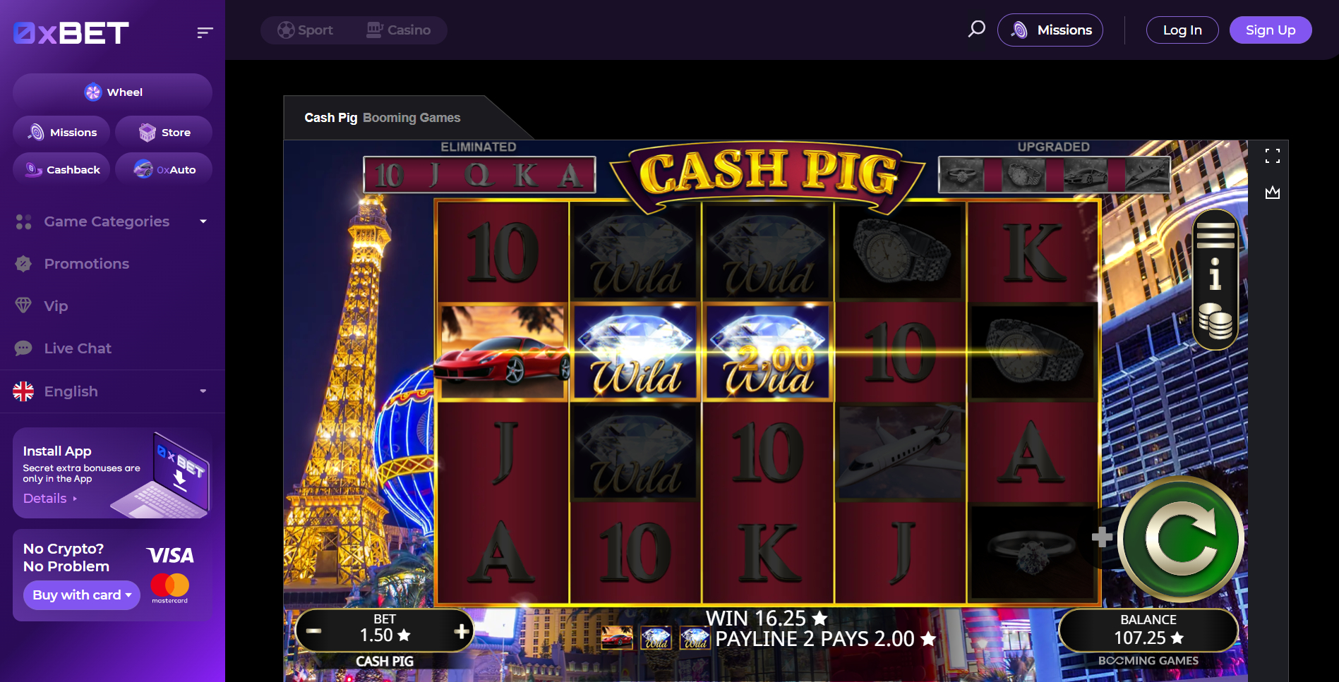 0xBet Casino Screenshot