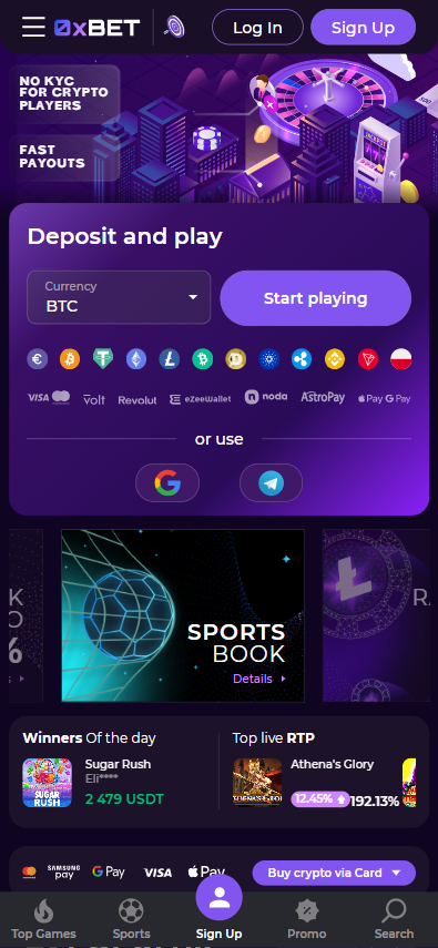 0xBet Casino Screenshot