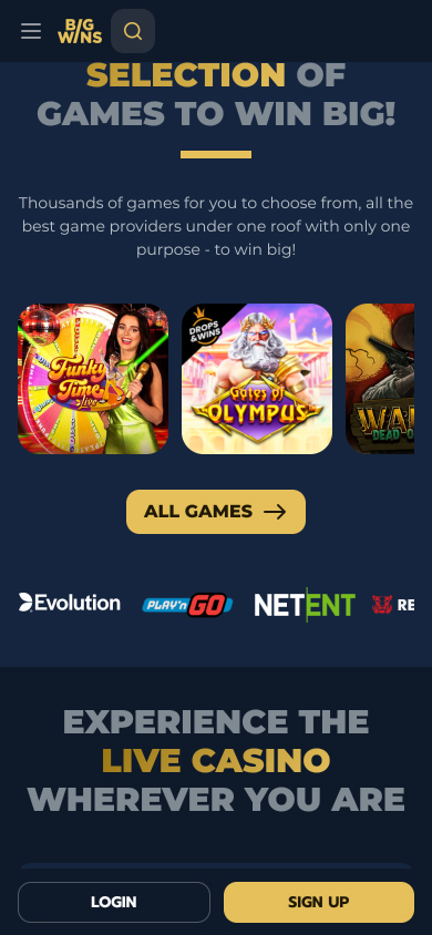 BigWins Casino Screenshot