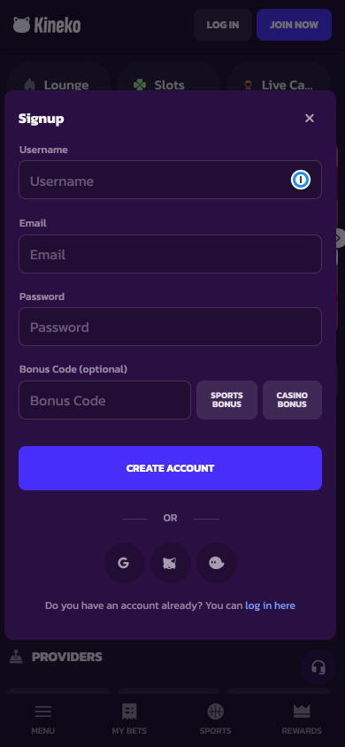 Kineko Casino Screenshot