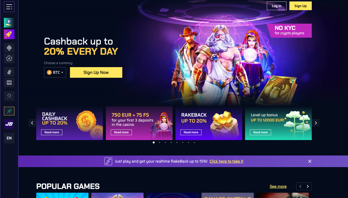 Justbit Casino Screenshot