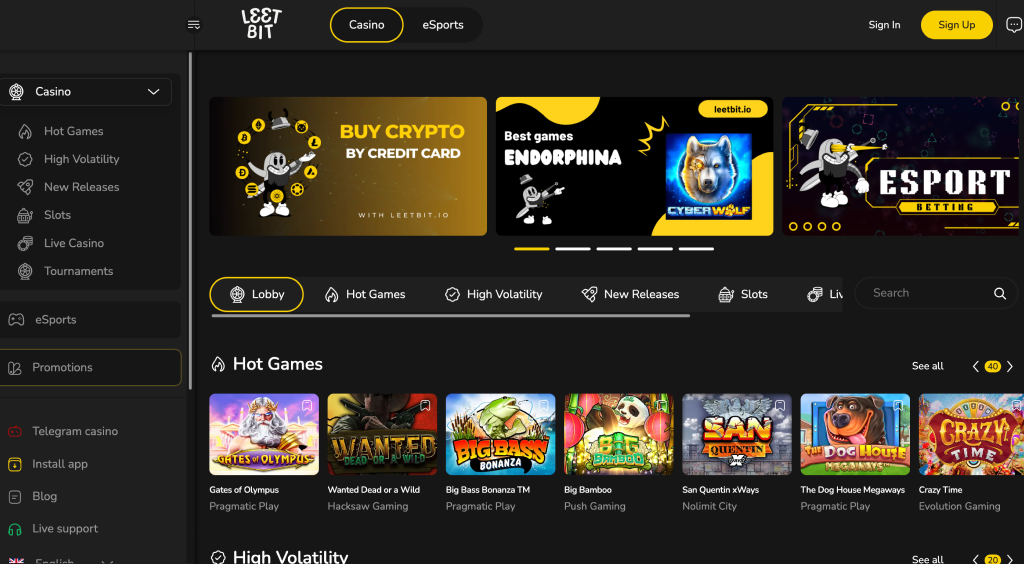 Leetbit Casino Screenshot