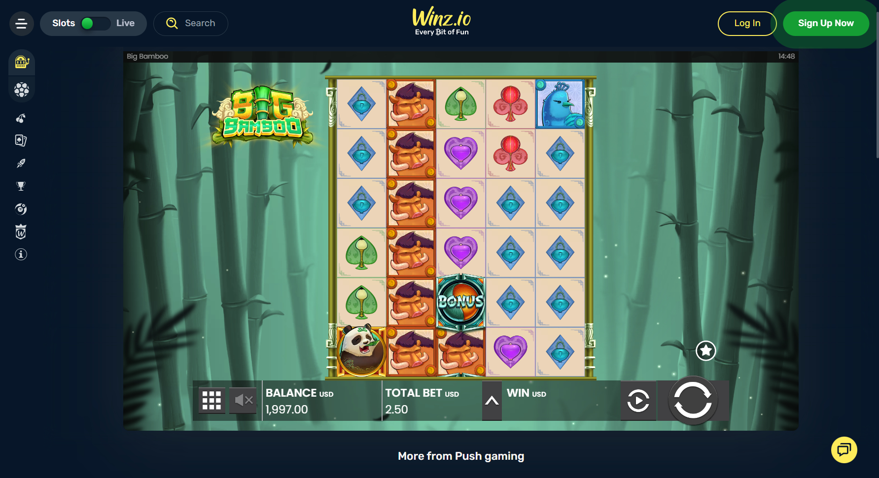 Winz.io Casino Screenshot