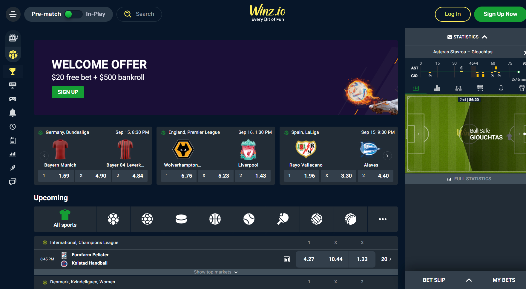 Winz.io Casino Screenshot