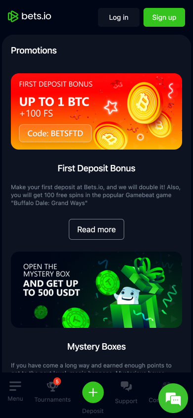 Bets.io Casino Screenshot