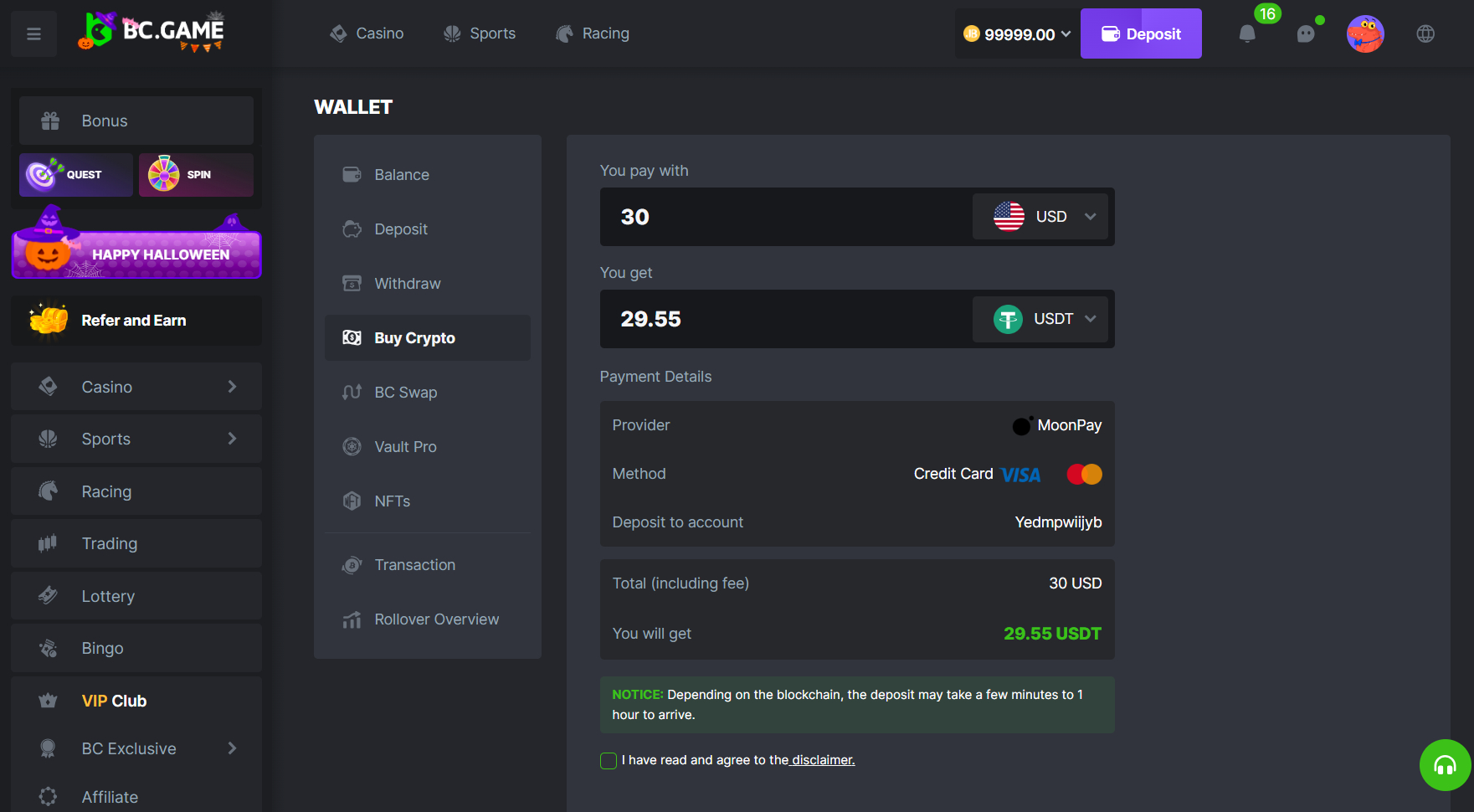 BC.Game Casino Deposit Methods Buy Crypto