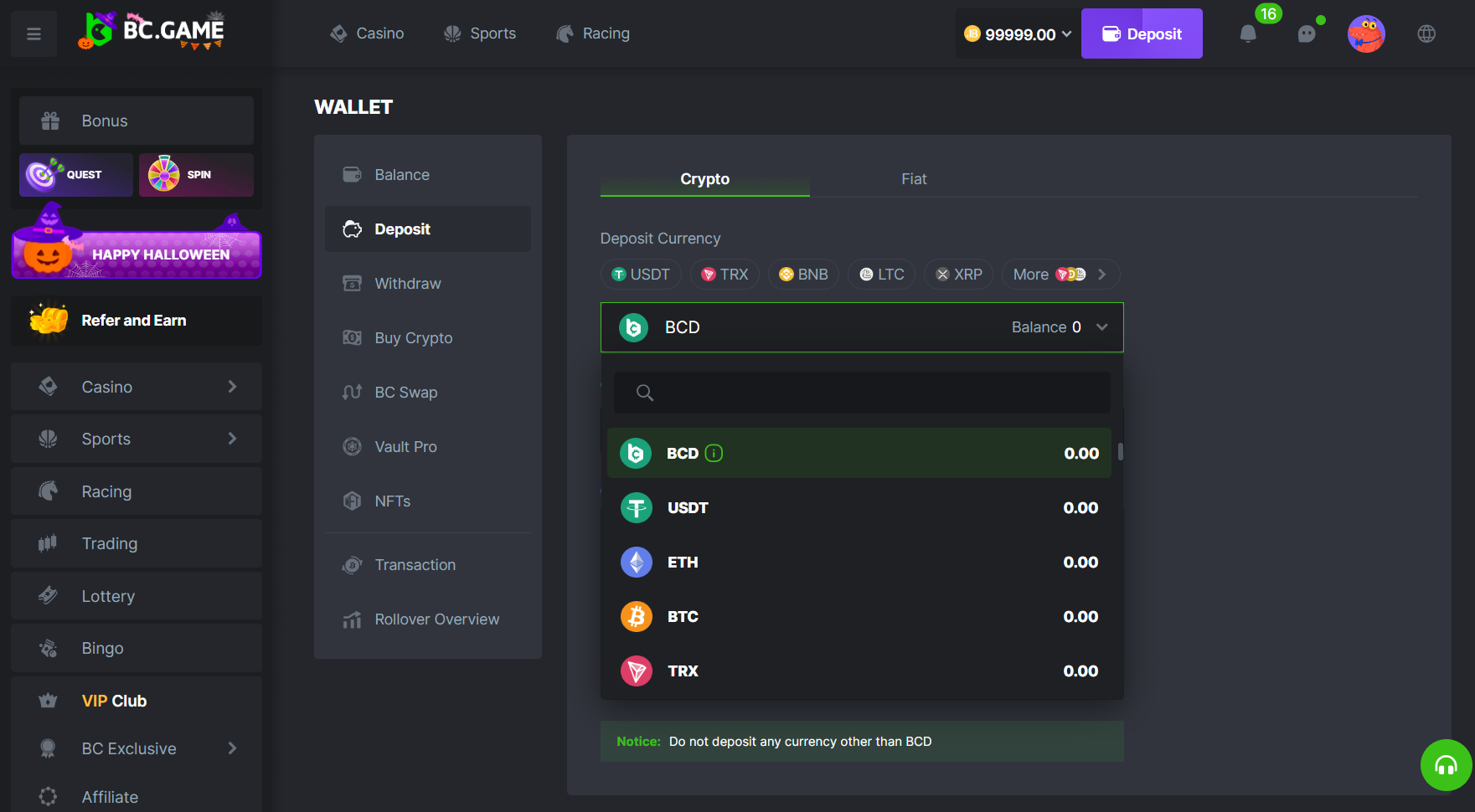 BC.Game Casino Deposit Methods Crypto