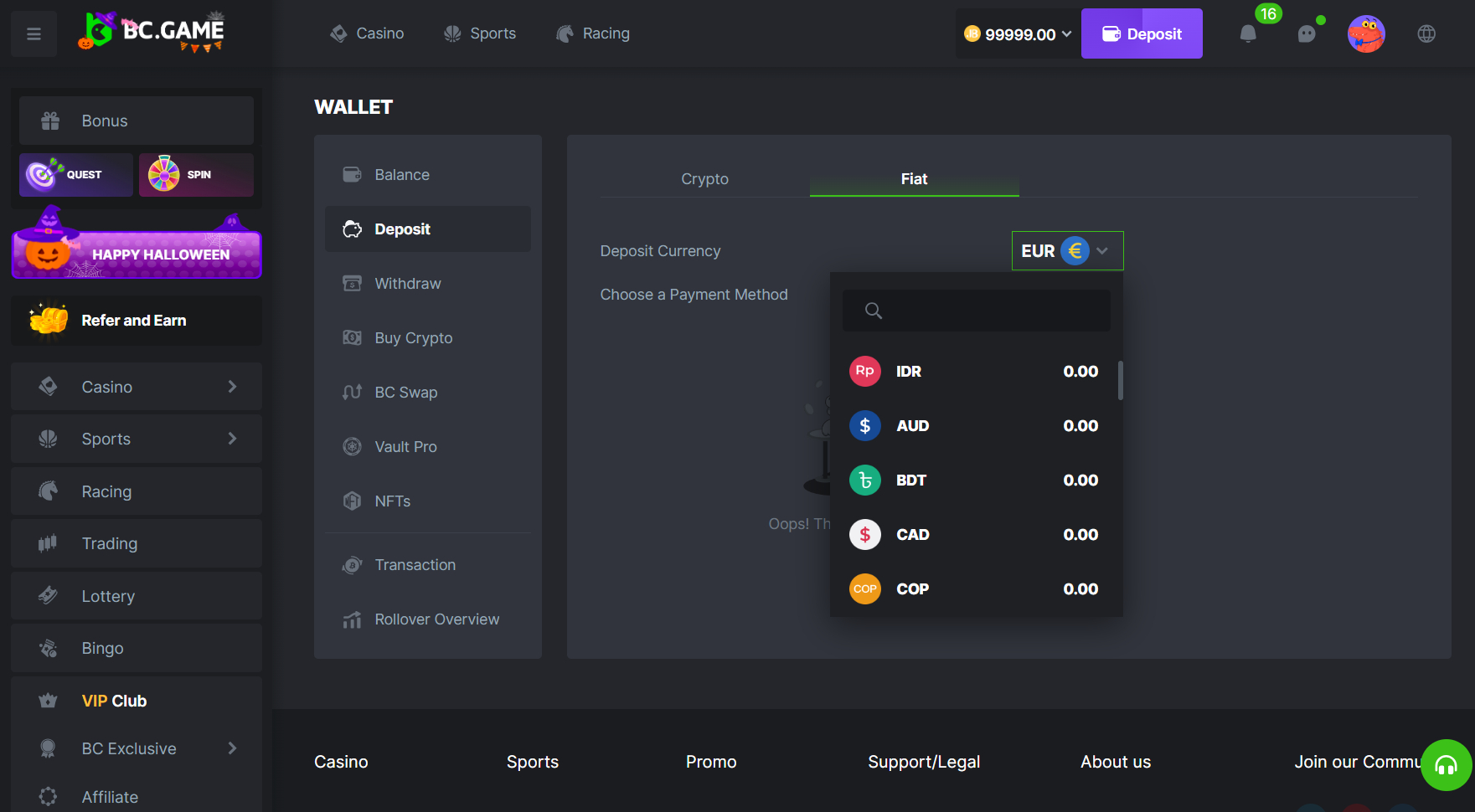 BC.Game Casino Deposit Methods