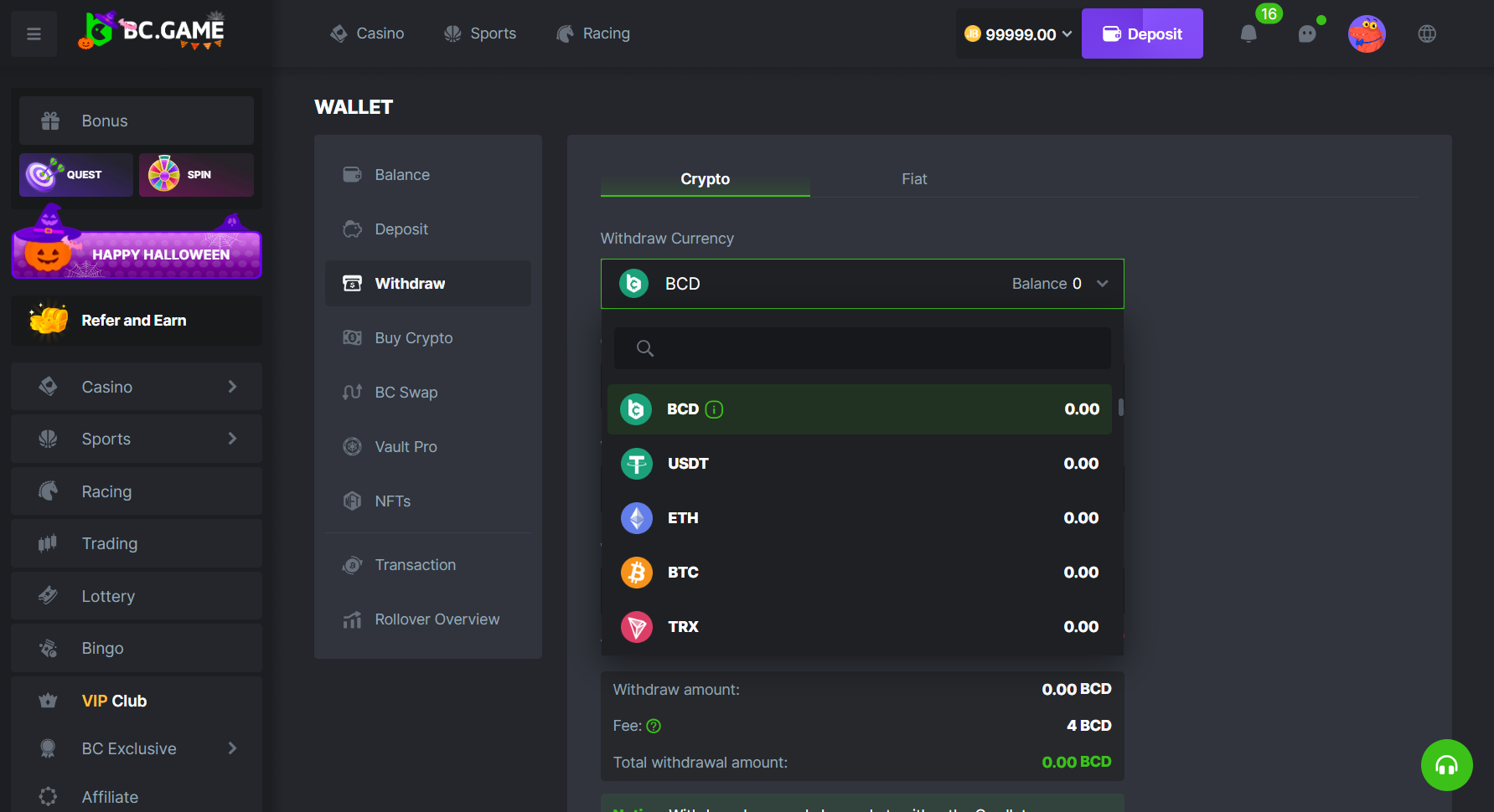 BC.Game Casino Withdrawal Methods Crypto