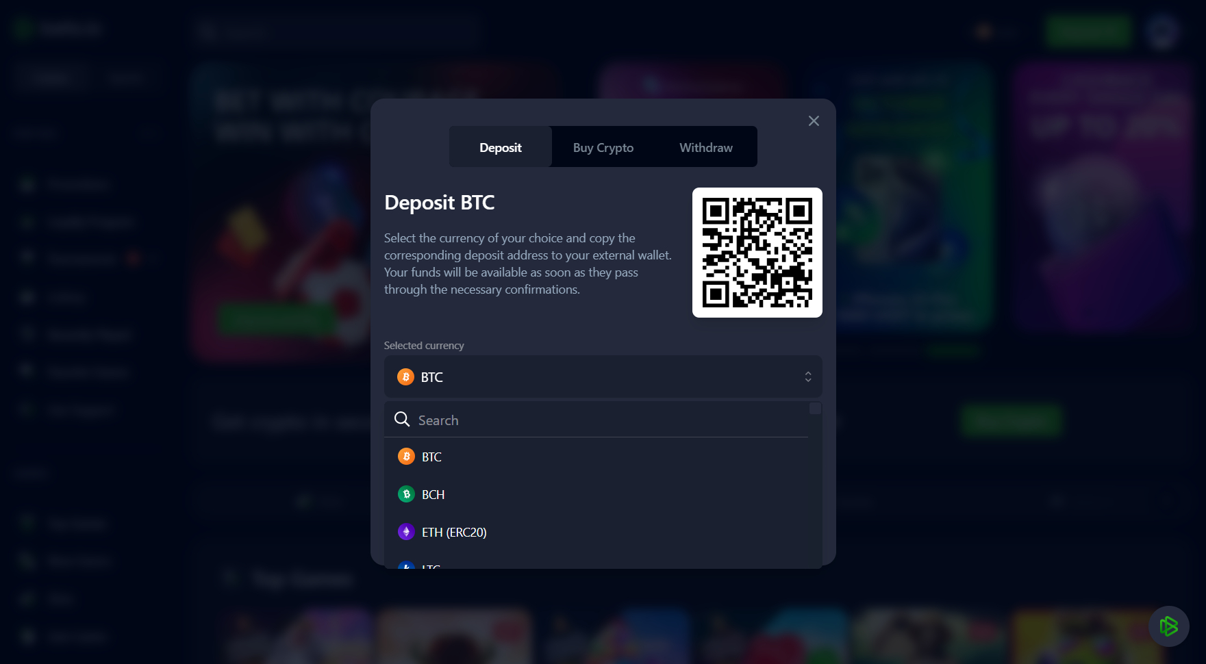 Bets.io Casino Deposit Methods