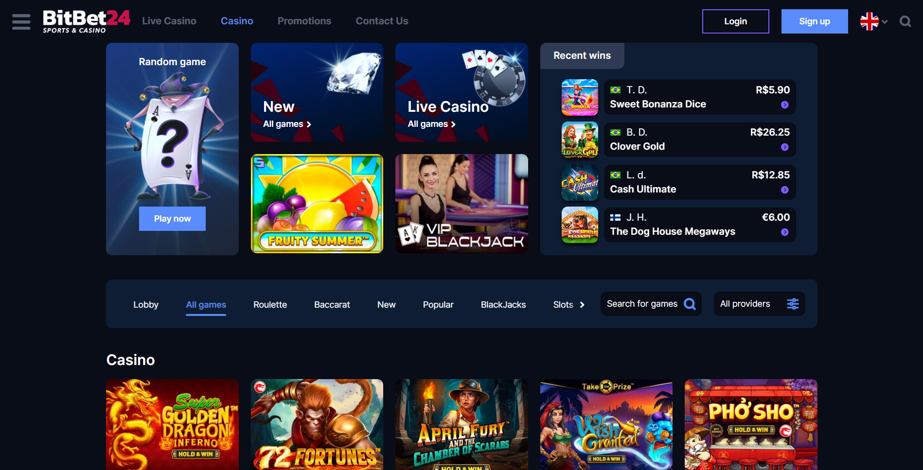 BitBet24 Casino Screenshot