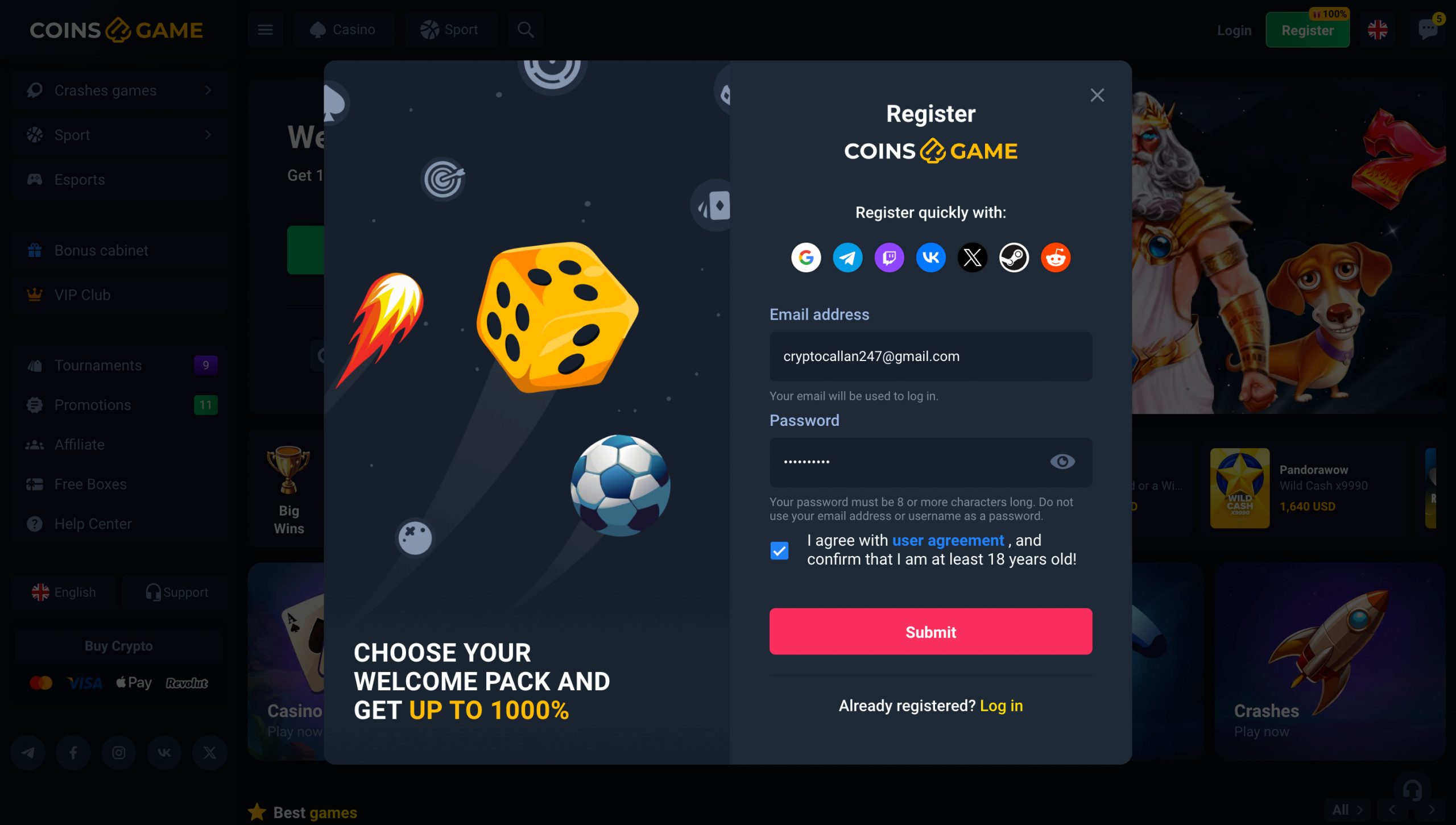 Coins.Game Casino Screenshot