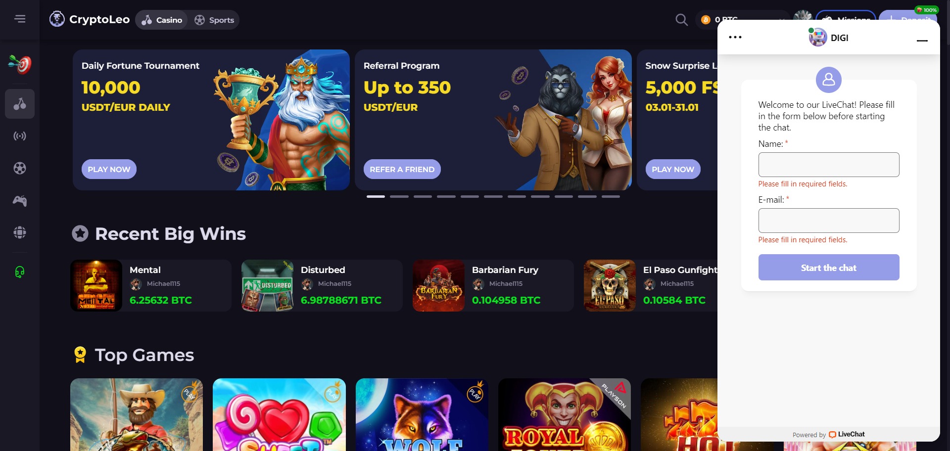 CryptoLeo Casino Customer Support