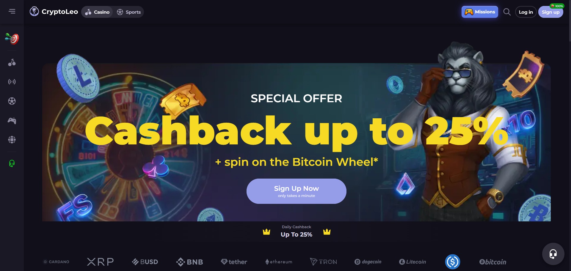 CryptoLeo Casino Screenshot