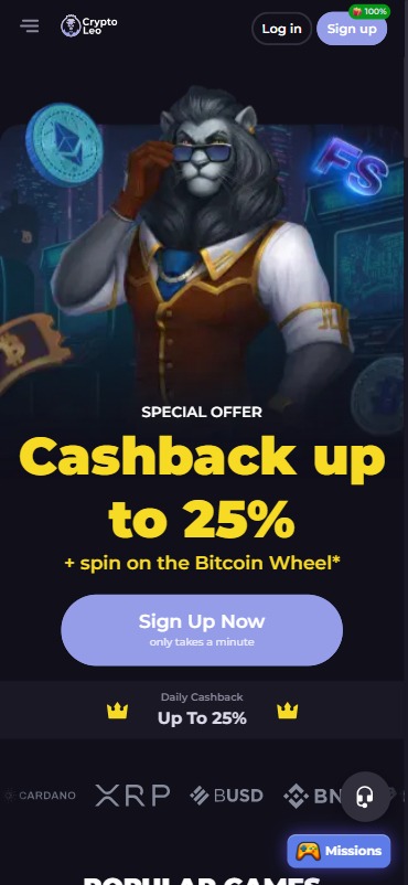 CryptoLeo Casino Screenshot
