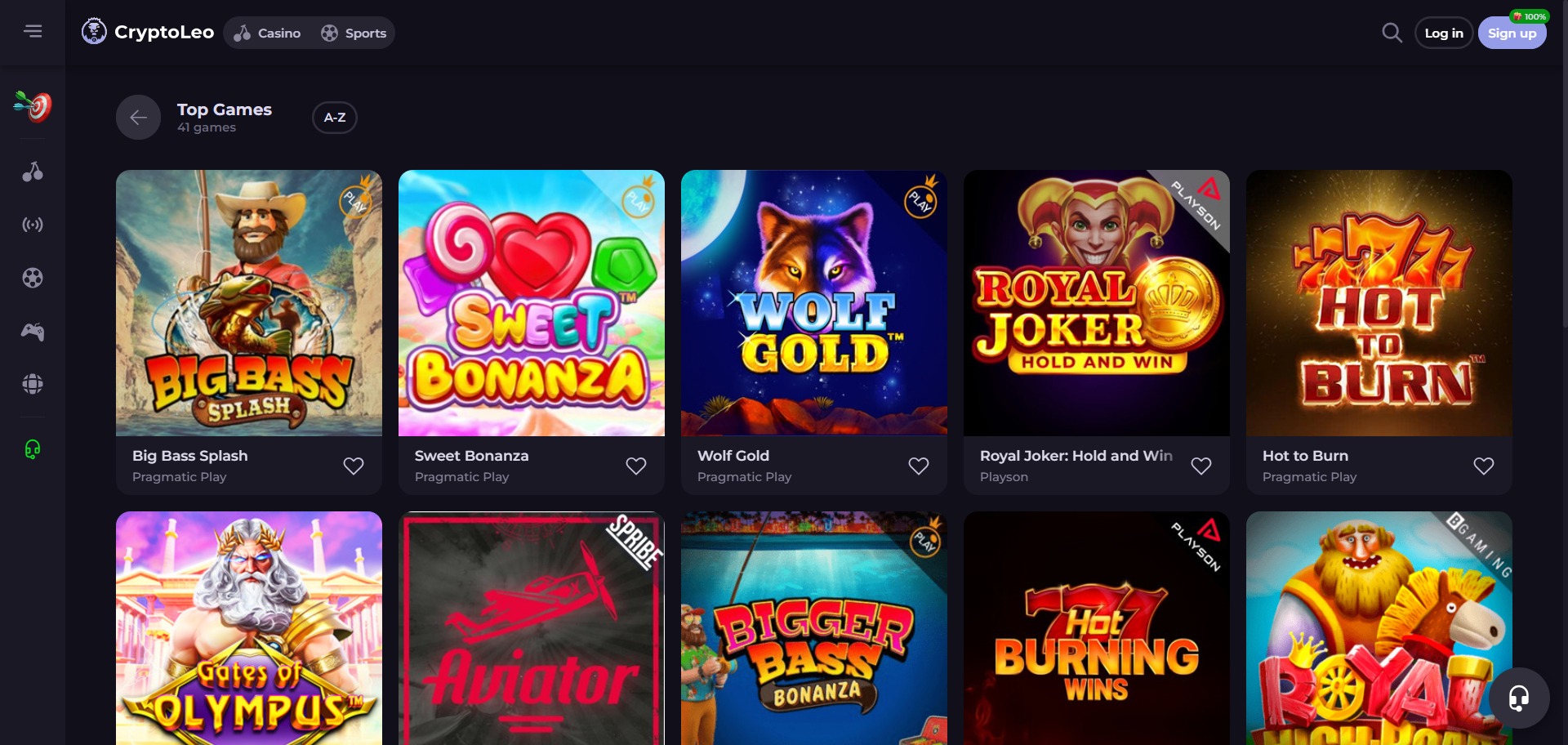 CryptoLeo Casino Screenshot