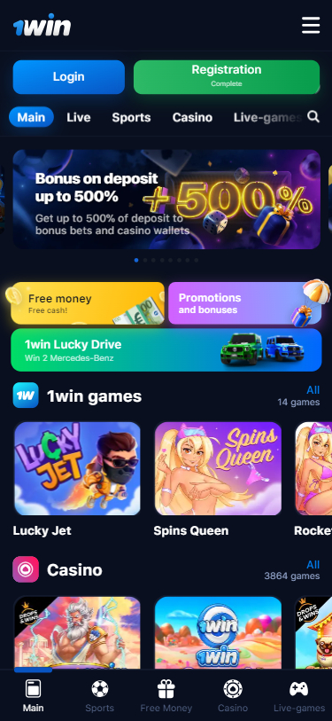 1Win Casino Screenshot