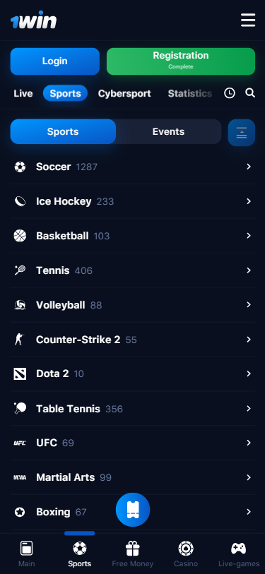 1Win Casino Screenshot