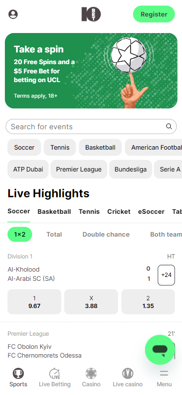 10Bet Casino Screenshot