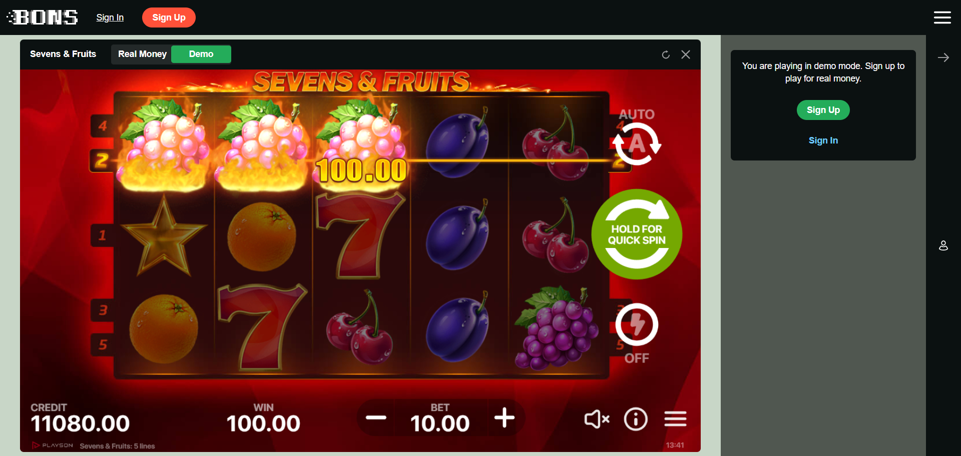 Bons Casino Screenshot
