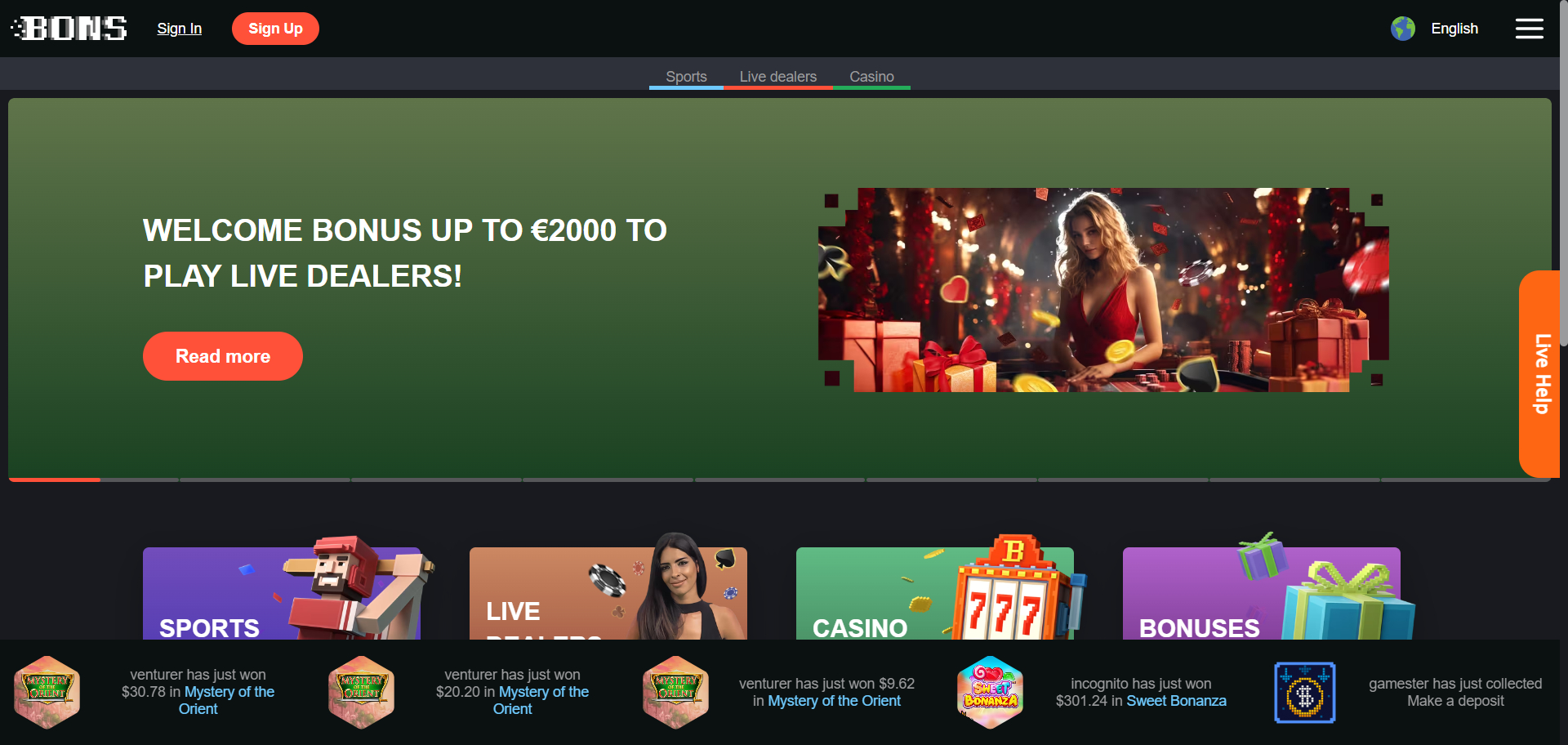 Bons Casino Screenshot