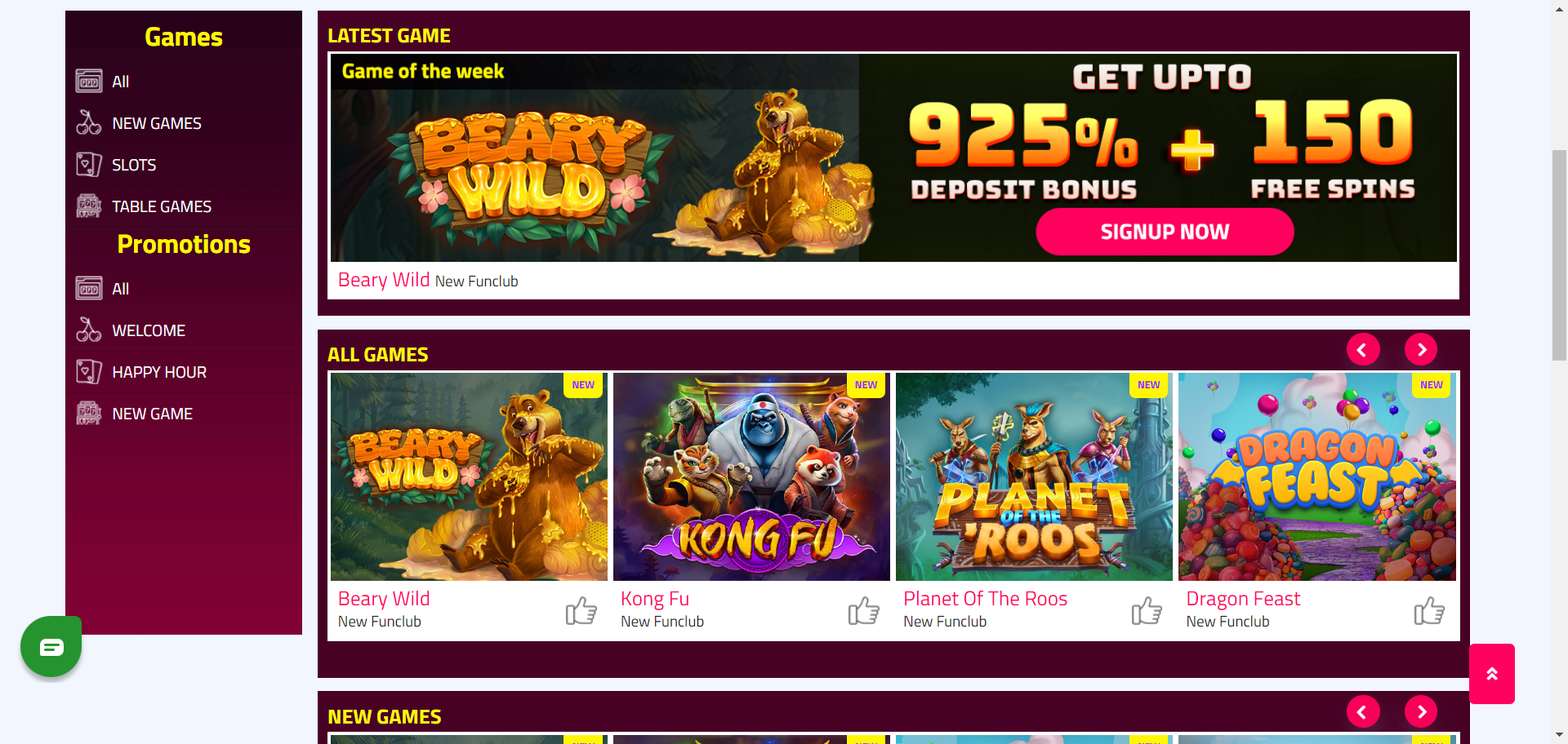 New Funclub Casino Screenshot