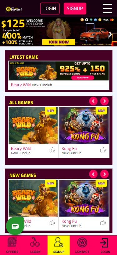 New Funclub Casino Screenshot